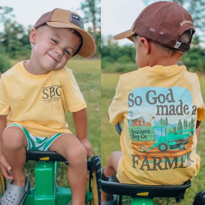 So God Made A Farmer Short Sleeve Kids Tee (D)