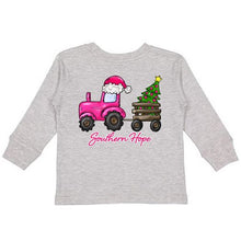 Load image into Gallery viewer, Pink Christmas Tractor (GREY) Long Sleeve Girls Tee(D)
