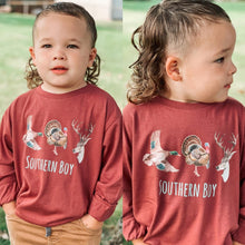 Load image into Gallery viewer, Hunting Trio Design Long Sleeve Kids Tee
