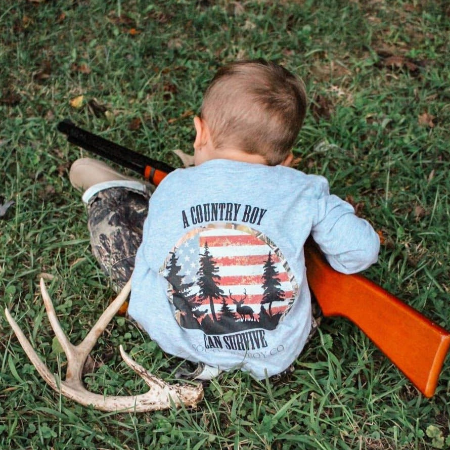 A Country Boy Long Sleeve Kids Tee (D)