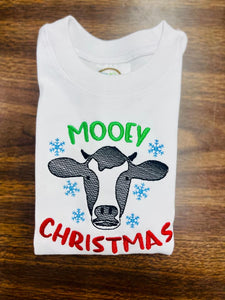 Mooey Christmas Embroidered Long Sleeve Tee