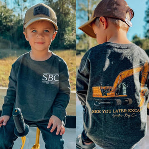 Excavator Long Sleeve Kids Tee (D)