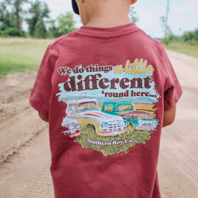 Different Round Here Short Sleeve Kids Tee (D)