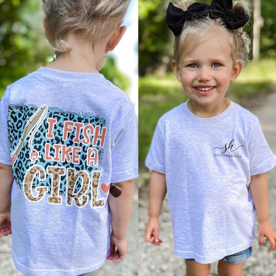 Fish Like A Girl Short Sleeve Girls Tee (D)