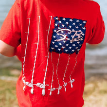 Load image into Gallery viewer, Fishing Pole Flag Short Sleeve Kids Tee
