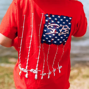 Fishing Pole Flag Short Sleeve Kids Tee