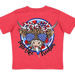 (Cow) Taste Like Freedom Short Sleeve Girls Tee (D)