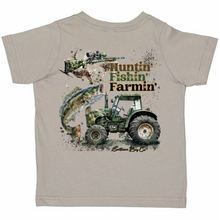 Load image into Gallery viewer, Huntin Fishin Farmin Short Sleeve Kids Tee (D)
