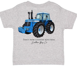 Blue Tractor Short Sleeve Kids Tee (D)