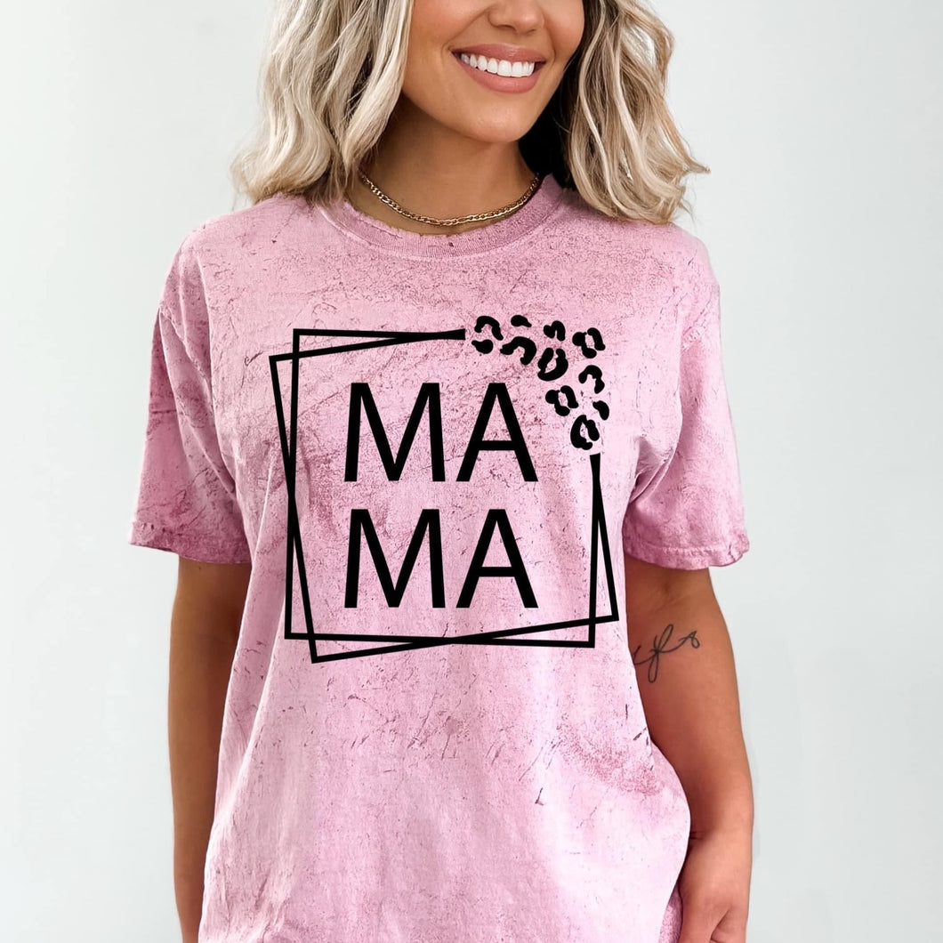 Mama Leopard Corner Square Short Sleeve Adult Tee