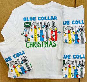 Blue Collar Christmas Long Sleeve Kids Tee