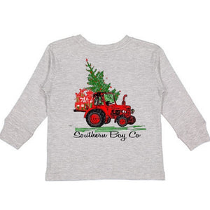 Christmas Tractor Long Sleeve Kids Tee