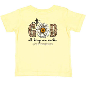 With God (Yellow) Short Sleeve Girls Tee (D)