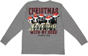 Christmas With My Herd (GRAY) Long Sleeve Kids Tee