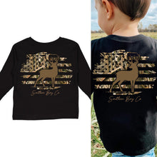 Load image into Gallery viewer, Deer Hunting Camo Long Sleeve Kids Tee
