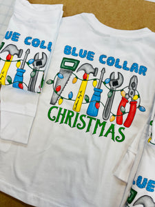 Blue Collar Christmas Long Sleeve Kids Tee