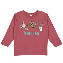 Load image into Gallery viewer, Hunting Trio Design Long Sleeve Kids Tee
