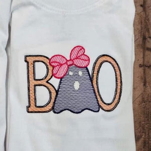 Boo Girls Short Sleeve Embroidered Tee