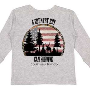 A Country Boy Long Sleeve Kids Tee (D)