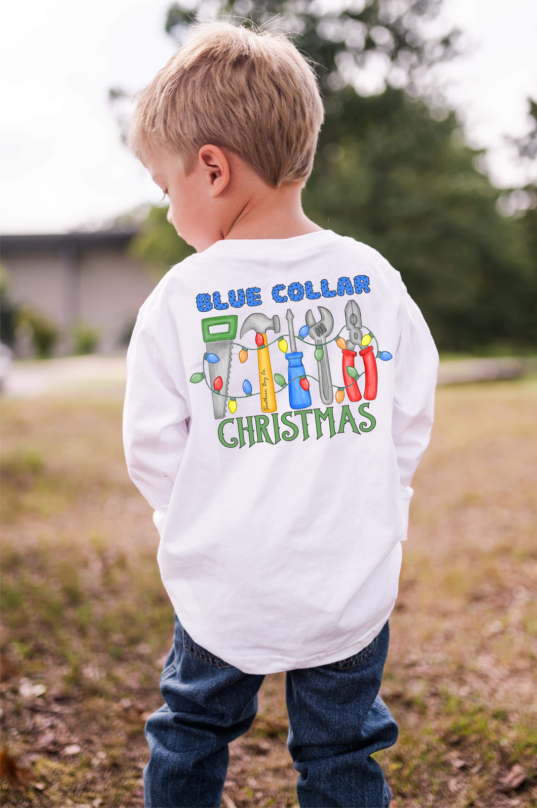 Blue Collar Christmas Long Sleeve Kids Tee