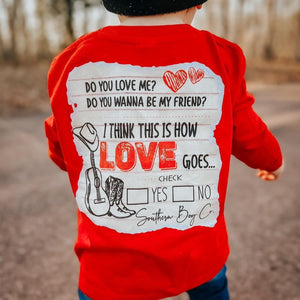 (Boys) Check Yes or No Long Sleeve Kids Tee