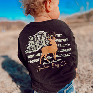 Deer Hunting Camo Long Sleeve Kids Tee