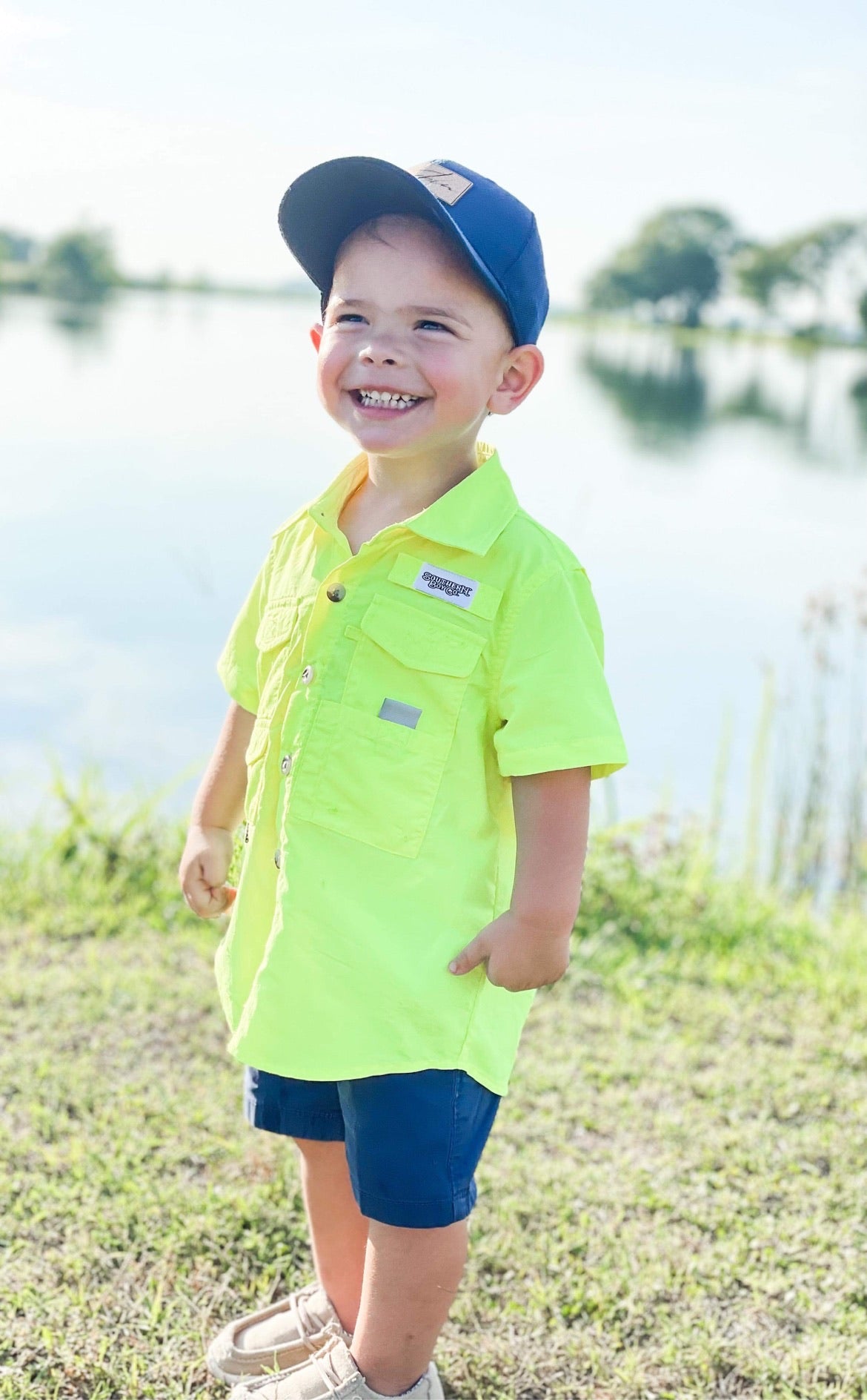 SB Kids Fishing Shirt - Neon Yellow