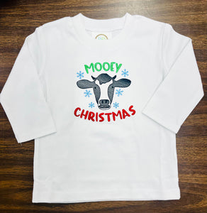 Mooey Christmas Embroidered Long Sleeve Tee