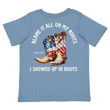 Load image into Gallery viewer, Showed Up In Boots Short Sleeve Kids Tee (D)
