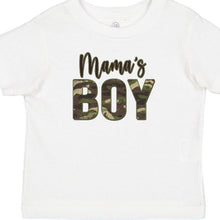 Load image into Gallery viewer, Mama’s Boy (White/Camo print) Short Sleeve Youth Tee (D)
