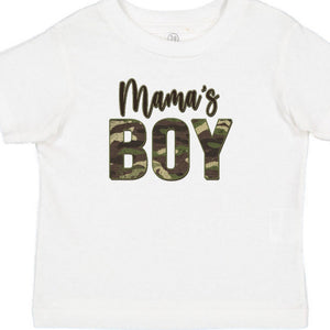 Mama’s Boy (White/Camo print) Short Sleeve Youth Tee (D)