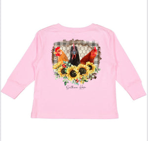 Chicken Farm Youth Long Sleeve Girls Tee (D)