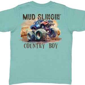 Mud Slingin’ Country Boy Short Sleeve Kids Tee (D)