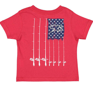 Fishing Pole Flag Short Sleeve Kids Tee