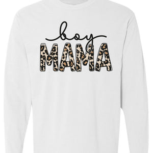 Boy Mama White Long Sleeve Adult Tee