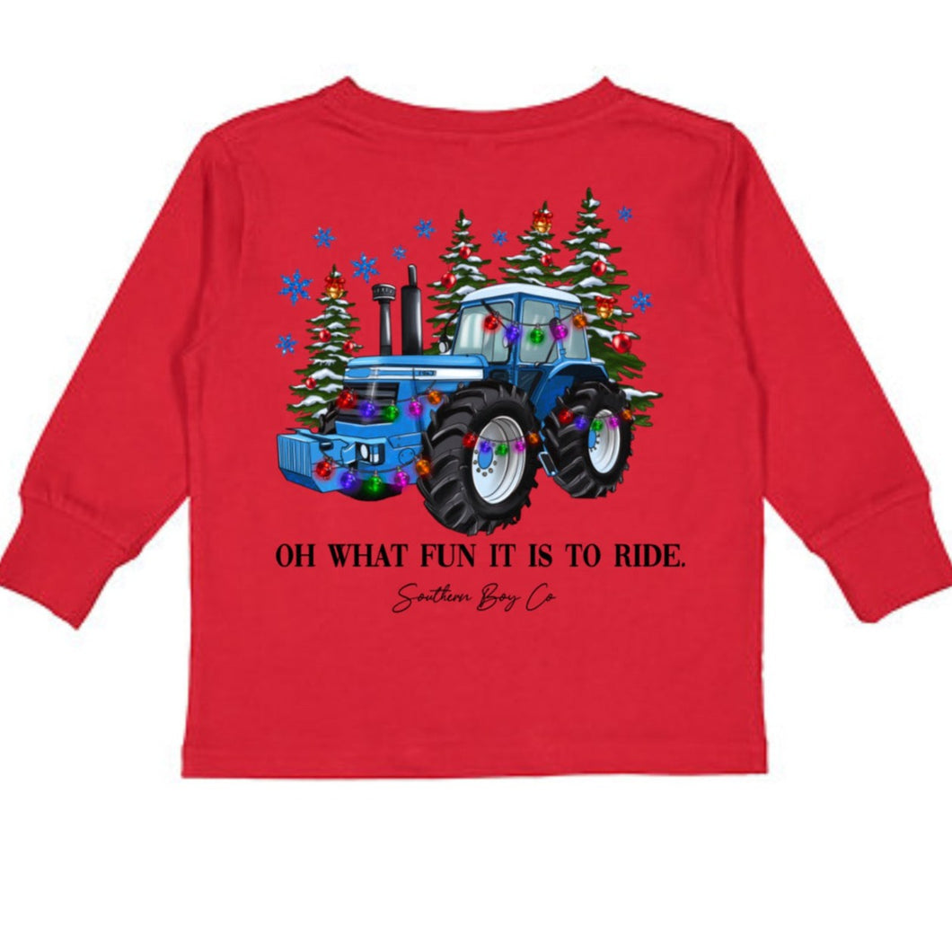 Oh What Fun It Is To Ride Long Sleeve Kids Tee (D)